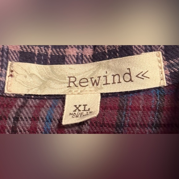 Upcycled BLONDIE Graphic Tee On REWIND Mixed Patterns Flannel Shirt Size XL - Picture 6 of 8